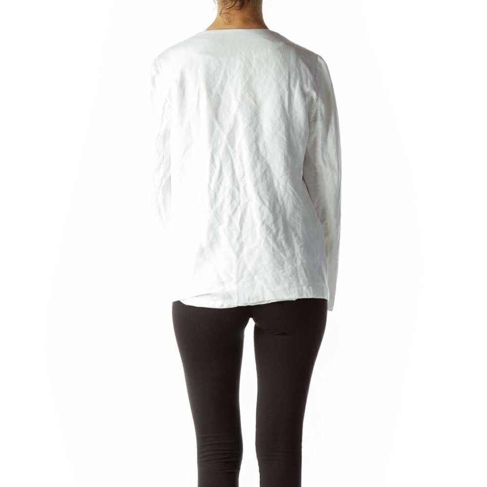 Adrienne Vittadini White Open Linen Blazer - Picture 2 of 3
